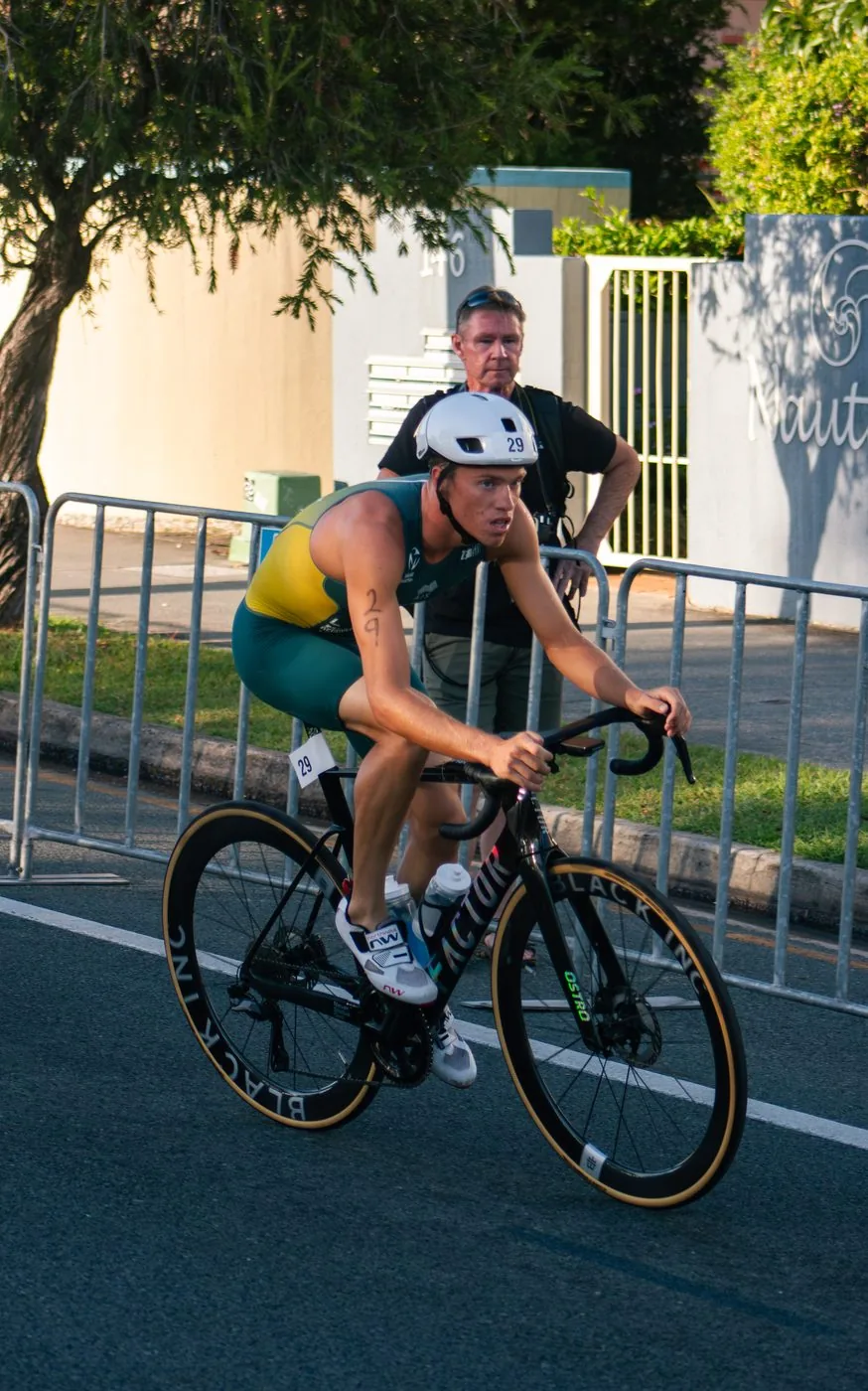 Triathlon bike leg — intense focus